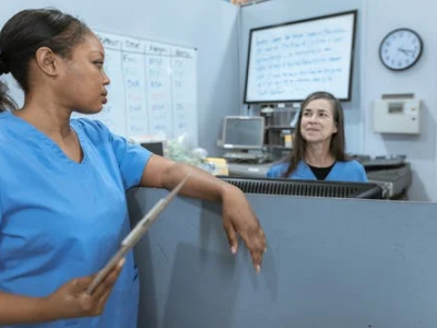 Staff members at a senior living center